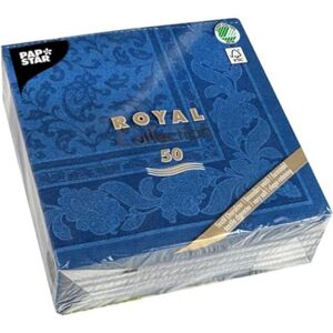 Papstar 11665 50 Serviettes ROYAL Collection 1/4-fold 40 cm x 40 cm, Dark Blue With Ornamental Design Papstar 11665 50 Serviettes ROYAL Collection 1/4-fold 40 cm x 40 cm, Dark Blue With Ornamental Design
