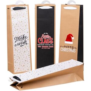 Heku Christmas Bottle Bags with Hotfoil Finish and Embossing, Pack of 24, 4 Trendy Christmas Designs, High-Quality Paper, Versatile Size for Wine and Spirits, 40 x 10 x 12 cm Heku Christmas Bottle Bags with Hotfoil Finish and Embossing, Pack of 24, 4 Trendy Christmas Designs, High-Quality Paper, Versatile Size for Wine and Spirits, 40 x 10 x 12 cm