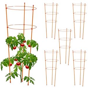 Relaxdays Climbing Aid Set of 6, Metal & Plastic, 76 cm, 3 Adjustable Rings, Trellis Frame Vines Garden Plants, Orange Relaxdays Climbing Aid Set of 6, Metal & Plastic, 76 cm, 3 Adjustable Rings, Trellis Frame Vines Garden Plants, Orange