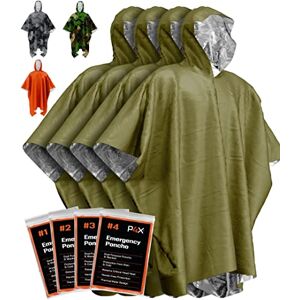 PREPARED4X Emergency Rain Poncho with Mylar Blanket Liner Survival Blankets for Car Heavy Duty, Waterproof Camping Gear, Tactical Prepper Supplies– 4 Pack (Green) PREPARED4X Emergency Rain Poncho with Mylar Blanket Liner Survival Blankets for Car Heavy Duty, Waterproof Camping Gear, Tactical Prepper Supplies– 4 Pack (Green)