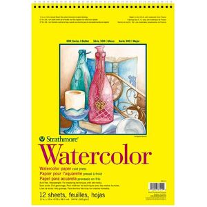 Strathmore Watercolor Spiral Paper Pad 11 x 15-inch, 12 Sheets, White, 11"X15 Strathmore Watercolor Spiral Paper Pad 11 x 15-inch, 12 Sheets, White, 11"X15