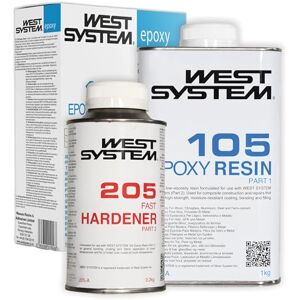 West System Epoxy Resin and Hardener 105/205 A Pack Marine Grade Epoxy for Wood, Metal & Fibreglass, Suitable for Outdoor Use, Furniture & DIY – Ideal for Polyester Surfaces & Gap Filling West System Epoxy Resin and Hardener 105/205 A Pack Marine Grade Epoxy for Wood, Metal & Fibreglass, Suitable for Outdoor Use, Furniture & DIY – Ideal for Polyester Surfaces & Gap Filling