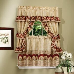 ACHIM Printed Cottage Window Curtain Set 57 Inch Width, 24 Inch Length Sunflower Light Filtering Polyester Drapes Include Tailored Valances, Ruffle Topper Pair of Tiebacks by Home Decor ACHIM Printed Cottage Window Curtain Set 57 Inch Width, 24 Inch Length Sunflower Light Filtering Polyester Drapes Include Tailored Valances, Ruffle Topper Pair of Tiebacks by Home Decor