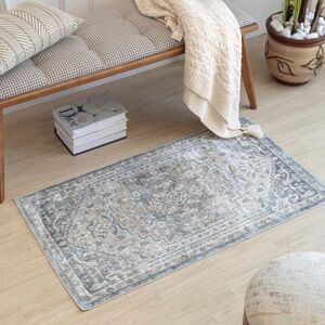 Livabliss Sitra Machine Washable Vintage Runner Living Room, 66x115 cm Traditional Boho Style, Dining Room, Kitchen, Outdoor, Hallway Blue, Beige, Off white and Grey Livabliss Sitra Machine Washable Vintage Runner Living Room, 66x115 cm Traditional Boho Style, Dining Room, Kitchen, Outdoor, Hallway Blue, Beige, Off white and Grey