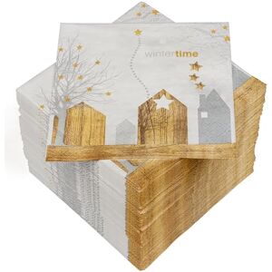 Heku 100 Napkins, 3-ply, 33 x 33 cm, Wintertime Houses Motif, Absorbent and Practical Packaging, Wide Selection, Ideal for Special Occasions Heku 100 Napkins, 3-ply, 33 x 33 cm, Wintertime Houses Motif, Absorbent and Practical Packaging, Wide Selection, Ideal for Special Occasions