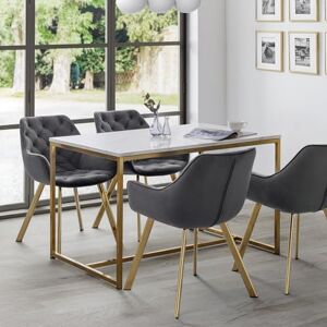 Julian Bowen Scala Dining Table, Gold, Gold & White Julian Bowen Scala Dining Table, Gold, Gold & White
