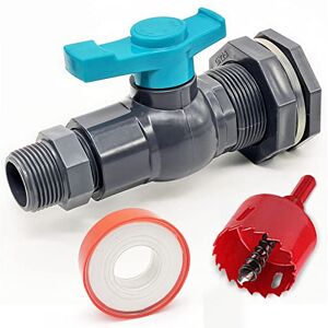Qitdathn Rain Barrel Spigot Kit with an Hole Saw Include PVC Bulkhead Fitting Ball Valve Thread Seal Tape and Garden Hose Male Threaded Adapter(3/4" Male) for 3/4" Female Threaded Connector(3/4 inch) Qitdathn Rain Barrel Spigot Kit with an Hole Saw Include PVC Bulkhead Fitting Ball Valve Thread Seal Tape and Garden Hose Male Threaded Adapter(3/4" Male) for 3/4" Female Threaded Connector(3/4 inch)