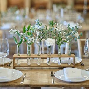 Ginger Ray Wooden Stem Holder with 6 Glass Tubes Wedding Table Decoration Ginger Ray Wooden Stem Holder with 6 Glass Tubes Wedding Table Decoration