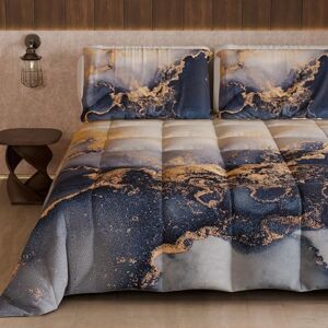 PETTI Artigiani Italiani Double Winter Quilt and Duvet, Double Sided Quilt in Solid Colour and Digital Print Marble Night Blue, Made in Italy PETTI Artigiani Italiani Double Winter Quilt and Duvet, Double Sided Quilt in Solid Colour and Digital Print Marble Night Blue, Made in Italy