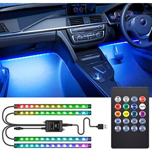 WatioWave - USB LED Car Interior Lights, RGB 5050 LED Lights with Remote Control, 4 x 22 cm, RGB Strip Light, Trim Backlight, Waterproof WatioWave - USB LED Car Interior Lights, RGB 5050 LED Lights with Remote Control, 4 x 22 cm, RGB Strip Light, Trim Backlight, Waterproof