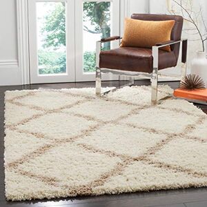 Safavieh Shaggy Rug for Living Room, Dining Room, Bedroom Dallas Shag Collection, High Pile, in Ivory and Beige, 91 X 152 cm Safavieh Shaggy Rug for Living Room, Dining Room, Bedroom Dallas Shag Collection, High Pile, in Ivory and Beige, 91 X 152 cm
