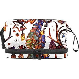 Generic Multi-Functional Storage Travel Cosmetic Bag with Handle,Colorful Feathers and Hearts,Large Capacity Travel Cosmetic Bag Generic Multi-Functional Storage Travel Cosmetic Bag with Handle,Colorful Feathers and Hearts,Large Capacity Travel Cosmetic Bag