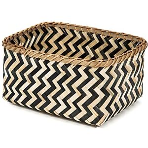 Compactor Bamboo Storage Basket, Hand-Woven with Herringbone Patterns, Dark Wood, 30 x 23 x H. 15 cm, RAN6434_L Compactor Bamboo Storage Basket, Hand-Woven with Herringbone Patterns, Dark Wood, 30 x 23 x H. 15 cm, RAN6434_L
