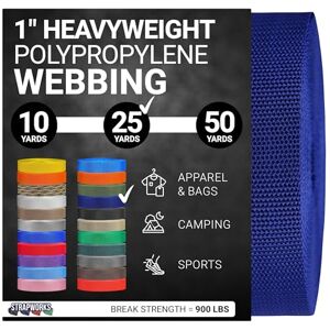 Strapworks Heavyweight Polypropylene Webbing Heavy Duty Poly Strapping for Outdoor DIY Gear Repair, 1 Inch x 25 Yards Navy Blue Strapworks Heavyweight Polypropylene Webbing Heavy Duty Poly Strapping for Outdoor DIY Gear Repair, 1 Inch x 25 Yards Navy Blue