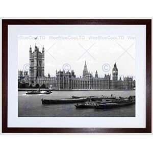 Wee Blue Coo London Houses Of Parliament From The River England Old BW Framed Wall Art Print Wee Blue Coo London Houses Of Parliament From The River England Old BW Framed Wall Art Print