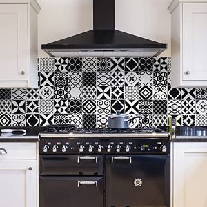 CREARREDA 67636 Black and White Tiles Adhesive Splash Guard 260 x 60 cm, Vinyl CREARREDA 67636 Black and White Tiles Adhesive Splash Guard 260 x 60 cm, Vinyl