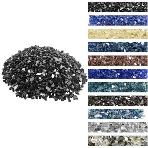 VEVOR Fire Glass, 10 LBS / 4.5 KG High-Temperature Resistant Fireplace Rocks, 1/2-Inch / 12.7 mm Reflective & Smokeless Firepit Glass Rock, High Luster Stone Landscaping for Fire Pit Table, Black VEVOR Fire Glass, 10 LBS / 4.5 KG High-Temperature Resistant Fireplace Rocks, 1/2-Inch / 12.7 mm Reflective & Smokeless Firepit Glass Rock, High Luster Stone Landscaping for Fire Pit Table, Black