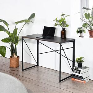 FurnitureR Folding Writing Computer Desk, Walnut and Black Metal Frame, 100 x 50 x 75 cm, No Assembly Required FurnitureR Folding Writing Computer Desk, Walnut and Black Metal Frame, 100 x 50 x 75 cm, No Assembly Required