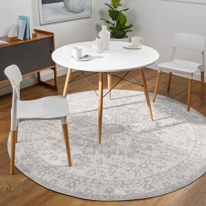 Livabliss Kubu Vintage, Round Area for Living Room 200 cm, Bedroom, Scandi Neutral, Traditional Patterned Boho Style, Natural Easy Care Pile, Large, Silver, Grey and Ivory Livabliss Kubu Vintage, Round Area for Living Room 200 cm, Bedroom, Scandi Neutral, Traditional Patterned Boho Style, Natural Easy Care Pile, Large, Silver, Grey and Ivory