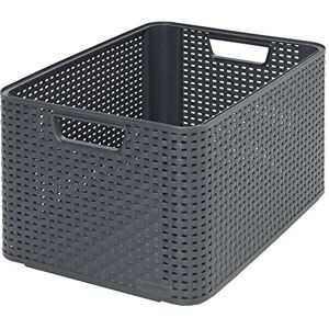 CURVER Storage Basket Style 30L – Textured Rattan Look – For Bedroom, Living Room, Bathroom, Laundry Room – 44.5 x 33 x 25 cm – Anthracite – 70% Recycled CURVER Storage Basket Style 30L – Textured Rattan Look – For Bedroom, Living Room, Bathroom, Laundry Room – 44.5 x 33 x 25 cm – Anthracite – 70% Recycled