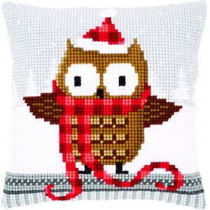 Vervaco Cross Stitch Cushion OWL in Santa HAT, Cotton, Multi Colour, One Vervaco Cross Stitch Cushion OWL in Santa HAT, Cotton, Multi Colour, One