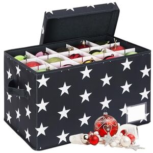 Relaxdays Christmas Storage Box, 30 Baubles, HxWxD: 26.5 x 42.5 x 26 cm, Polyester, Cardboard, Grey, Plastic Relaxdays Christmas Storage Box, 30 Baubles, HxWxD: 26.5 x 42.5 x 26 cm, Polyester, Cardboard, Grey, Plastic