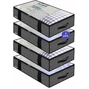 Onlyeasy 4 Pack Under Bed Clothes Storage Bags Organizer with Reinforced Handles and Zippers, Foldable Underbed Storage Container Bags for Blankets, Comforters, Bedding, Linen-like Black, MXAUBBP4 Onlyeasy 4 Pack Under Bed Clothes Storage Bags Organizer with Reinforced Handles and Zippers, Foldable Underbed Storage Container Bags for Blankets, Comforters, Bedding, Linen-like Black, MXAUBBP4