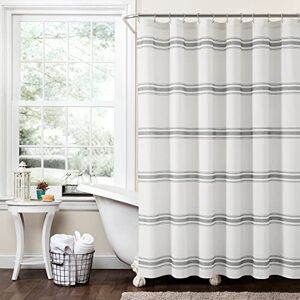Lush Decor Farmhouse Stripe Cotton Shower Curtain, 72" W x 72" L, Dark Gray Classic Modern Rustic Charm Bathroom Decor Lush Decor Farmhouse Stripe Cotton Shower Curtain, 72" W x 72" L, Dark Gray Classic Modern Rustic Charm Bathroom Decor