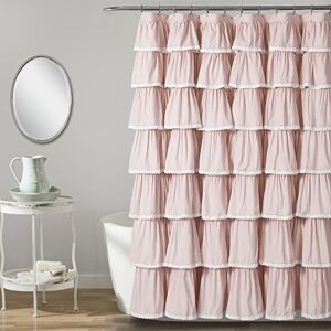 Lush Decor 1 Lace Ruffle Shower Curtain, 72" x 72", Blush, 72" W x 72" L Lush Decor 1 Lace Ruffle Shower Curtain, 72" x 72", Blush, 72" W x 72" L