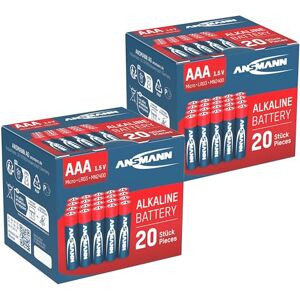 Ansmann AAA LR03 Long Life Alkaline Battery Red (2 x Pack of 20) Ansmann AAA LR03 Long Life Alkaline Battery Red (2 x Pack of 20)
