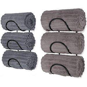 Wallniture Wrought Iron Metal Towel Rack Solid Quality Wall Mountable for Bathroom Storage Large Enough to Fit Rolled Bath Beach Towels Black Set of 2 Wallniture Wrought Iron Metal Towel Rack Solid Quality Wall Mountable for Bathroom Storage Large Enough to Fit Rolled Bath Beach Towels Black Set of 2