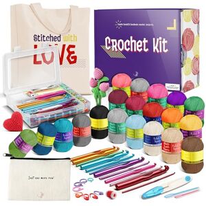Hearth & Harbor Learn to Crochet Kit for Beginner Adults – Small Crochet Set with 9 Crochet Hooks Set and 55 Yards of Yarn for Crocheting Kit, Canvas Tote Bag and Lots More Hearth & Harbor Learn to Crochet Kit for Beginner Adults – Small Crochet Set with 9 Crochet Hooks Set and 55 Yards of Yarn for Crocheting Kit, Canvas Tote Bag and Lots More