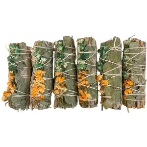 VIE Smudge Stick, White Sage, Orange, Green Sinuata and Eucalyptus 4", Pack of 6 VIE Smudge Stick, White Sage, Orange, Green Sinuata and Eucalyptus 4", Pack of 6
