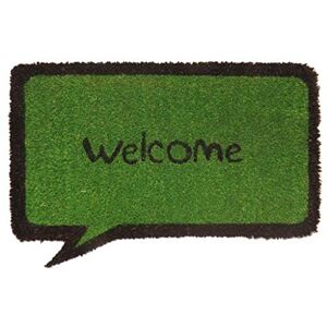 oKu-Tex Coir Doormat Comic Design Welcome Non Slip Indoor Outdoor Coir Black Lettering Green 35x60cm oKu-Tex Coir Doormat Comic Design Welcome Non Slip Indoor Outdoor Coir Black Lettering Green 35x60cm