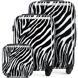 WITTCHEN Young Collection Luggage Set of 3 Suitcases ABS with Polycarbonate Coating Combination Lock Retractable Handle Size (S+M+Cosmetic case) White-Black WITTCHEN Young Collection Luggage Set of 3 Suitcases ABS with Polycarbonate Coating Combination Lock Retractable Handle Size (S+M+Cosmetic case) White-Black