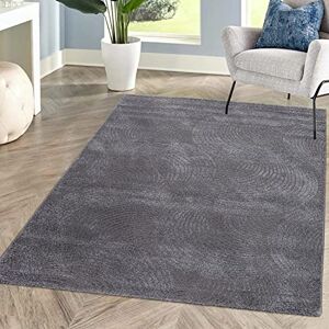 carpet city Short Pile Living Room Rug Grey/Anthracite 120 x 160 cm Friseé with 3D Effect Circular Pattern for Bedroom Hallway Dining Room carpet city Short Pile Living Room Rug Grey/Anthracite 120 x 160 cm Friseé with 3D Effect Circular Pattern for Bedroom Hallway Dining Room