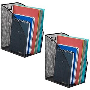 Mind Reader Vertical File Storage, Set of 2, Desktop Organizer, Workspace, Office, Metal Mesh, 6.25" L x 10" W x 12.5" H, Black Mind Reader Vertical File Storage, Set of 2, Desktop Organizer, Workspace, Office, Metal Mesh, 6.25" L x 10" W x 12.5" H, Black