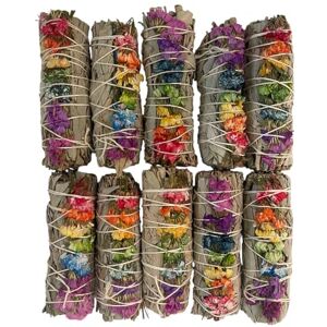 VIE Smudge Stick, White Sage and 7 Chakra Flowers 4", Pack of 10 VIE Smudge Stick, White Sage and 7 Chakra Flowers 4", Pack of 10