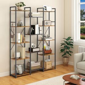YITAHOME Industrial Bookcase 135 cm Wide, Standing Open Wooden and Metal Frame with 14 Shelves, Display Shelf for Living Room, Home Office, Vintage Brown YITAHOME Industrial Bookcase 135 cm Wide, Standing Open Wooden and Metal Frame with 14 Shelves, Display Shelf for Living Room, Home Office, Vintage Brown