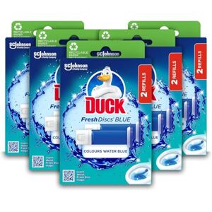 DUCK Fresh Discs Blue Toilet Cleaner Refill Twin Pack, Fights Stains That Harbour Germs, Prevents Limescale Build Up, Blue Water Effect, Azure Lagoon, Pack of 5 (Total of 10 Refill Tubes) DUCK Fresh Discs Blue Toilet Cleaner Refill Twin Pack, Fights Stains That Harbour Germs, Prevents Limescale Build Up, Blue Water Effect, Azure Lagoon, Pack of 5 (Total of 10 Refill Tubes)