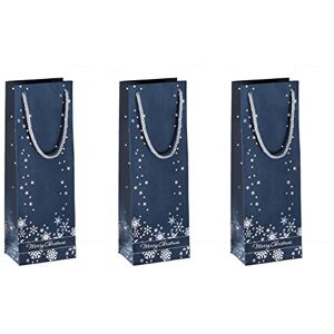 Sigel GT112 Christmas Bottle Gift Bag "Silver Snowflakes", 10 x 35 x 8.5 cm, 3 Pieces Sigel GT112 Christmas Bottle Gift Bag "Silver Snowflakes", 10 x 35 x 8.5 cm, 3 Pieces