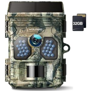 WOLFANG Solar Wildlife Camera 4K 48MP, Rechargeable Trail Camera with Night Vision Motion Activated 0.1s Trigger Time IP66 Waterproof Game Camera for Wildlife Monitoring with Micro SD Card WOLFANG Solar Wildlife Camera 4K 48MP, Rechargeable Trail Camera with Night Vision Motion Activated 0.1s Trigger Time IP66 Waterproof Game Camera for Wildlife Monitoring with Micro SD Card