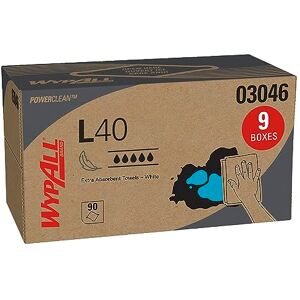 Wypall Kimberly-Clark Professional L40 Wipers, 10.8 x 10, Pop-Up, White, 90 per Box (03046) Wypall Kimberly-Clark Professional L40 Wipers, 10.8 x 10, Pop-Up, White, 90 per Box (03046)