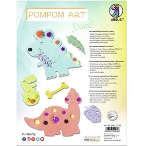 Ursus 39420099 10154134 Pompom Art, Craft Set with 6 Sheets of Photo Card, Assorted in 6, DIN A4, 300 g/m², with Glittery Pompoms, for a Total of 8 Dinos, Includes Craft Instructions, Colourful Ursus 39420099 10154134 Pompom Art, Craft Set with 6 Sheets of Photo Card, Assorted in 6, DIN A4, 300 g/m², with Glittery Pompoms, for a Total of 8 Dinos, Includes Craft Instructions, Colourful