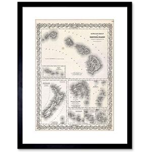 Wee Blue Coo MAP ANTIQUE COLTON HAWAII NEW ZEALAND FIJI FRAME PRINT F97X3473 Wee Blue Coo MAP ANTIQUE COLTON HAWAII NEW ZEALAND FIJI FRAME PRINT F97X3473