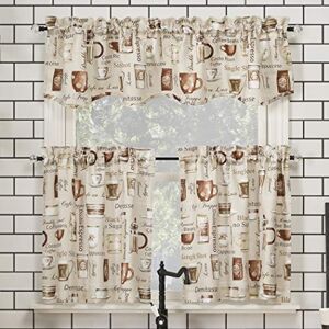 No. 918 Bristol Coffee Shop Semi-Sheer Rod Pocket Kitchen Curtain Valance and Tiers Set, 54" x 24", Ivory Off-White No. 918 Bristol Coffee Shop Semi-Sheer Rod Pocket Kitchen Curtain Valance and Tiers Set, 54" x 24", Ivory Off-White