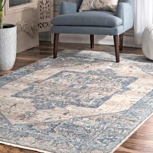 nuLOOM Vintage Harriet Medallion Fringe Accent Rug, 2' x 3', Light Blue nuLOOM Vintage Harriet Medallion Fringe Accent Rug, 2' x 3', Light Blue