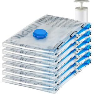 Amazon Basics Vacuum Compression Zipper Storage Bags with Airtight Valve and Hand Pump, Jumbo, 6-Pack, Clear Amazon Basics Vacuum Compression Zipper Storage Bags with Airtight Valve and Hand Pump, Jumbo, 6-Pack, Clear