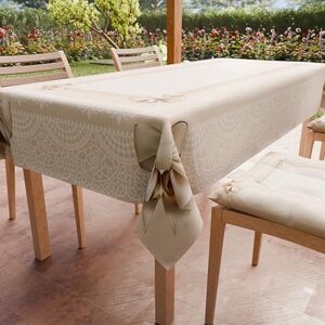 PETTI Artigiani Italiani Stain Resistant Rectangular Tablecloth Kitchen Table Cover Beige Bow Design X6 Seater (140 x 180 cm) 100% Made in Italy PETTI Artigiani Italiani Stain Resistant Rectangular Tablecloth Kitchen Table Cover Beige Bow Design X6 Seater (140 x 180 cm) 100% Made in Italy