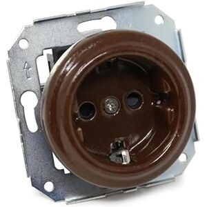 PRENDELUZ Brown Porcelain Recessed Base 2P Base + Ground Socket for Recessed Frameless PRENDELUZ Brown Porcelain Recessed Base 2P Base + Ground Socket for Recessed Frameless